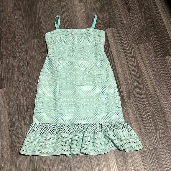 J. Crew Green Ruffled Spaghetti Strap Midi Dress - Picture 1 of 12